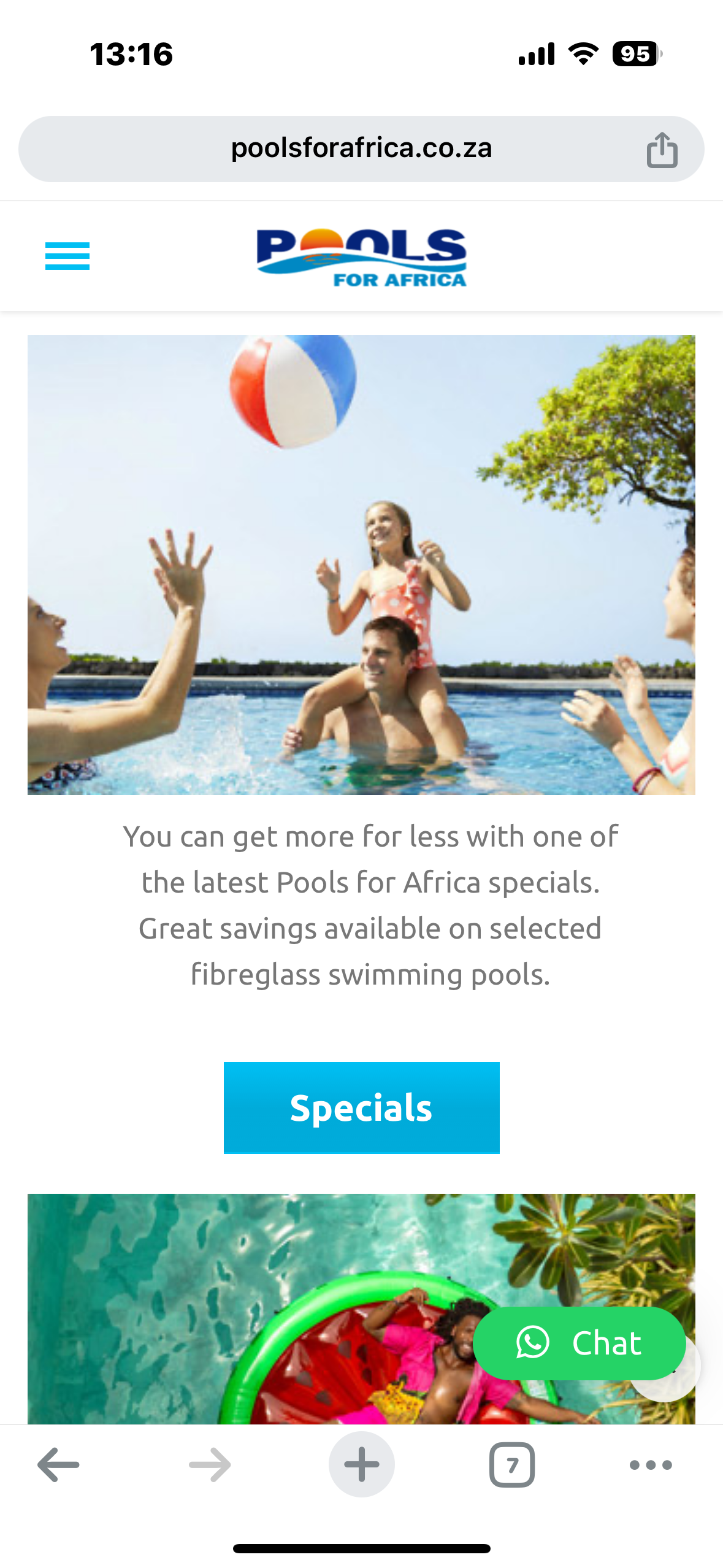 Pools for Africa web screenshot